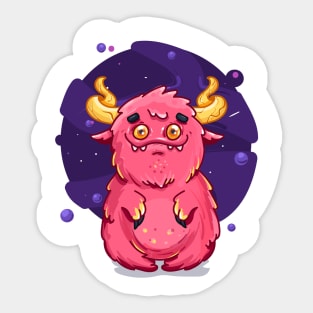 Cute Burly Friendly Pink Monster Sticker